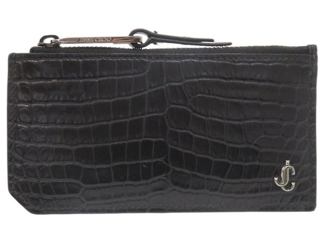 Jimmy Choo CASEY Embossed Leather Black Card Holder