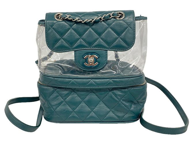 Chanel Matelassé Lambskin Vinyl Backpack Green