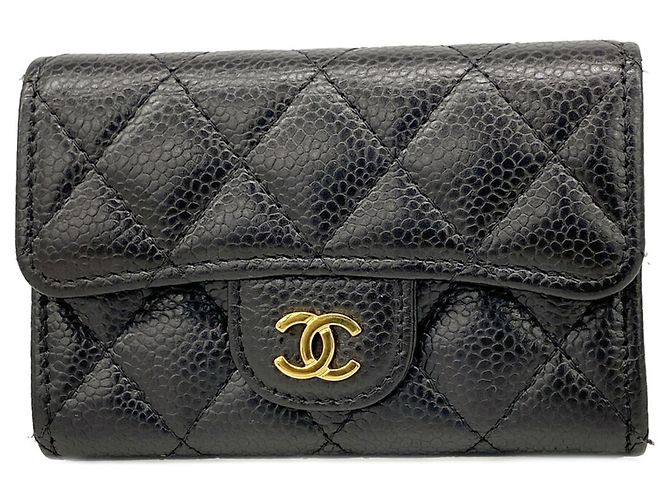 Porta-cartões Chanel em couro caviar matelassé Preto