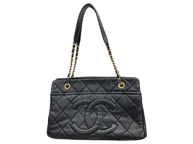 Saco Tote Chanel em couro de bezerro grão preto