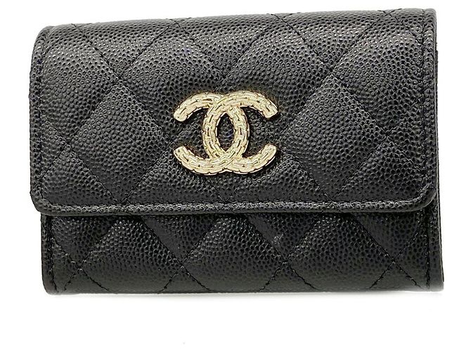 Chanel Matelassé Caviar Leather Coin Case Black