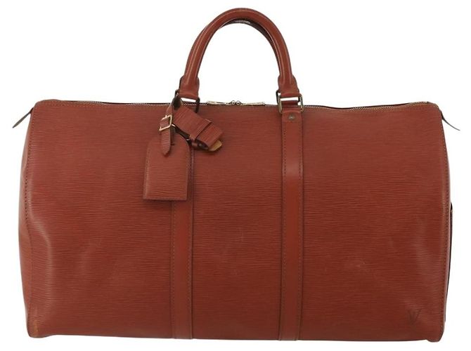 Borsa Louis Vuitton Keepall in pelle Epi 50 Marrone
