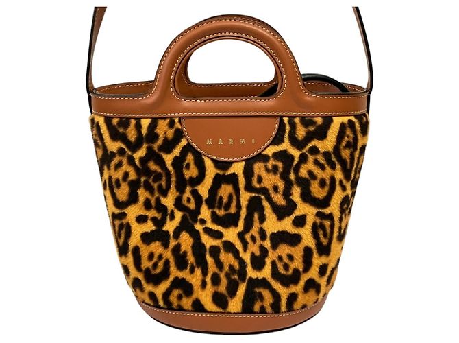 Bolsa Marni Tropicalia com estampa de leopardo Marrom