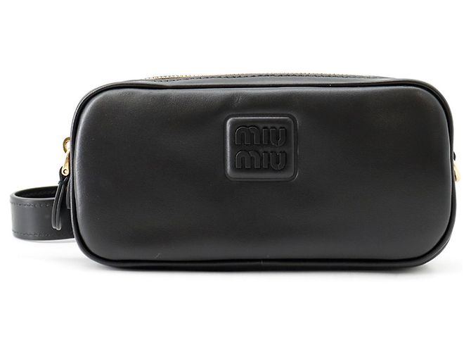 Sac banane Miu Miu en cuir noir