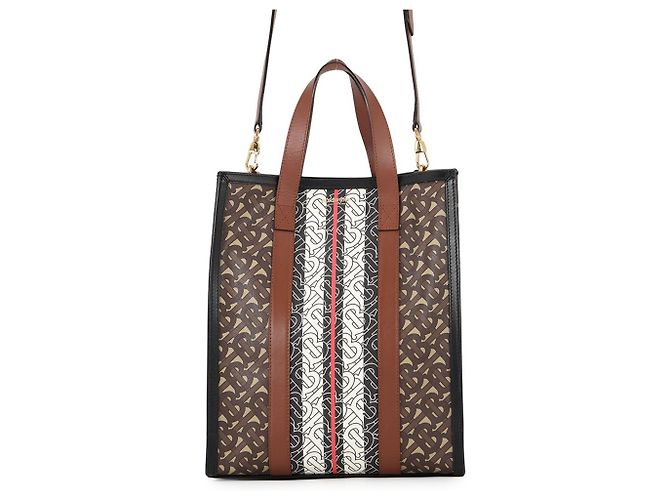 Bolsa de mão em couro Burberry TB Monogram Multicor Bege