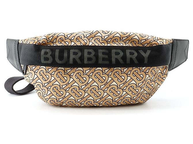 Burberry TB Monogram Nylon Handtasche Schwarz Beige Roh