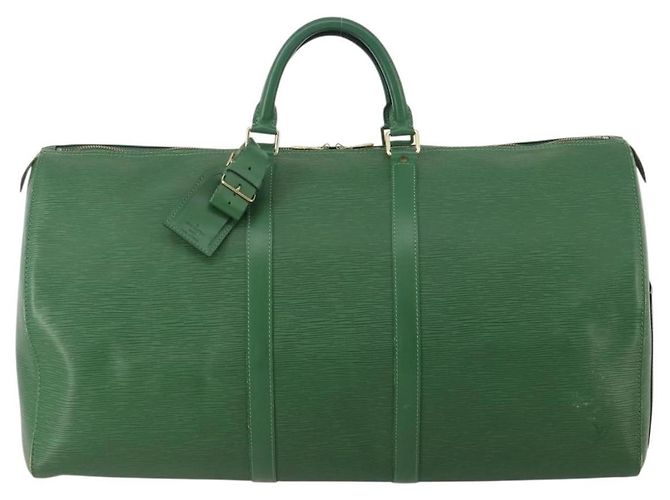 mala Louis Vuitton Keepall em couro Epi 55 Verde