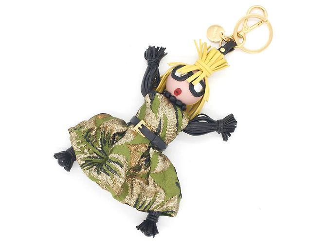 Prada Porte-clés Accessoire Bag Charm Noir Vert Jaune
