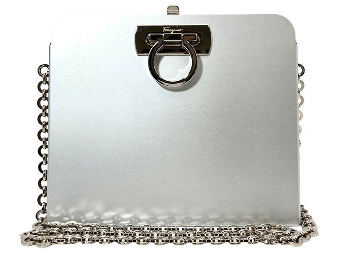 Borsa a Spalla Gancini con Catena Salvatore Ferragamo Argento