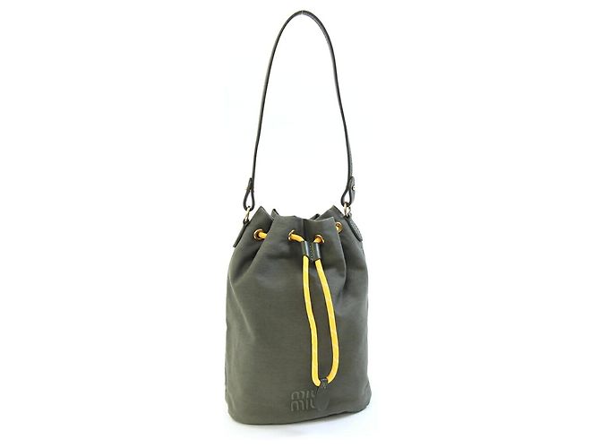 Bolsa Miu Miu em gabardine Verde Caqui Amarelo