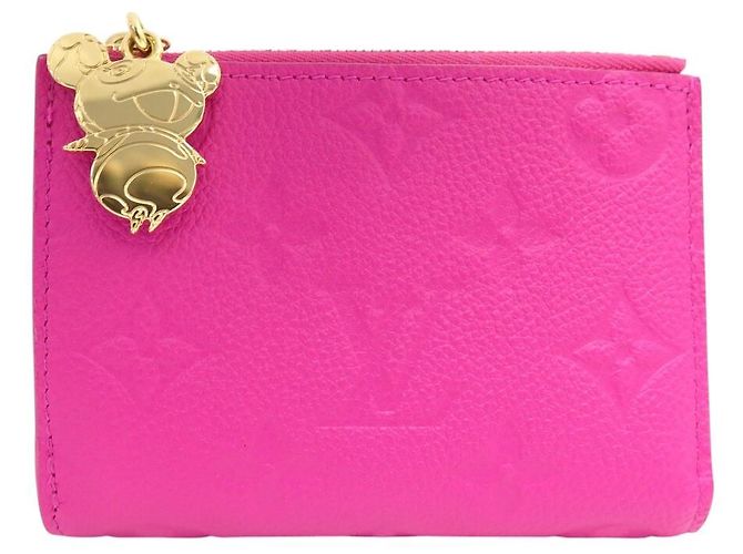 NEW LOUIS VUITTON X MURAKAMI LISA MONOGRAM EMPREINTE LEATHER WALLET Pink