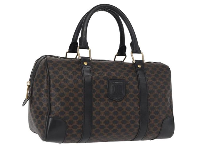 Céline Celine Vintage Duffle Macadam Coated Canvas Medium Black