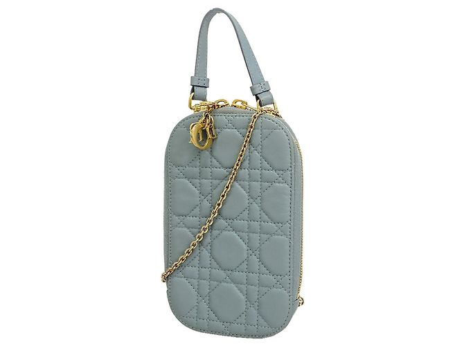 Borsa a tracolla Christian Dior Cannage Blu