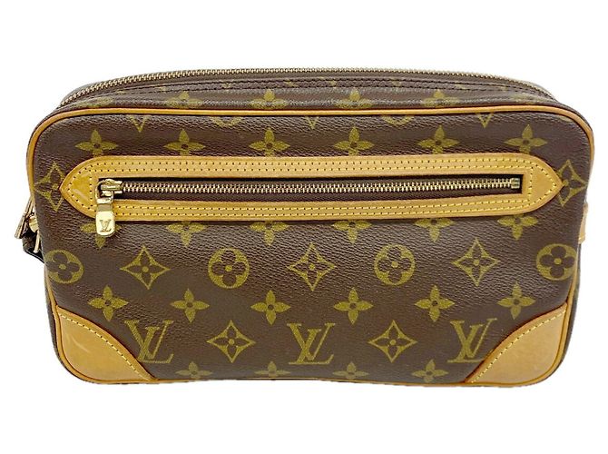 Sac pochette Louis Vuitton Monogram Marly Dragonne GM Marron