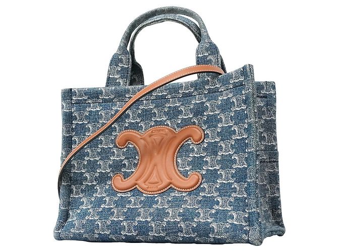 Céline Sac Cabas Celine Triomphe en Denim Blue Bleu