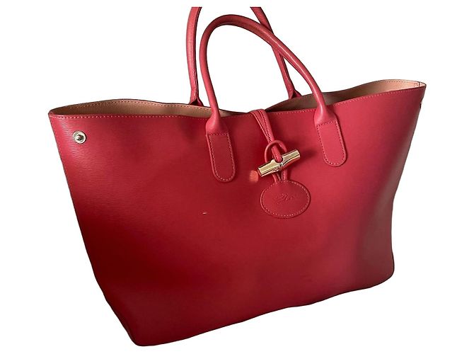 Longchamp Roseau Saco Cabas em Couro Granulado Rosa