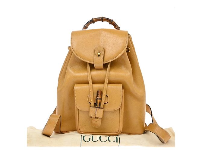 Gucci Vintage Bamboo Leather Mini Jaune