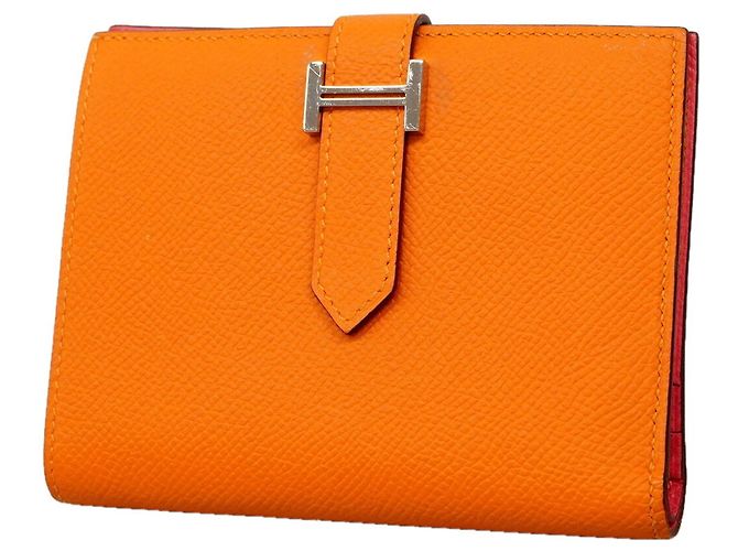 Hermès Cartera Hermes Bearn Compact Verso Rosa Naranja