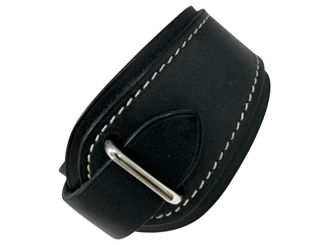 Hermès Bracciale con charm Hermes in pelle Box Calf nera Nero