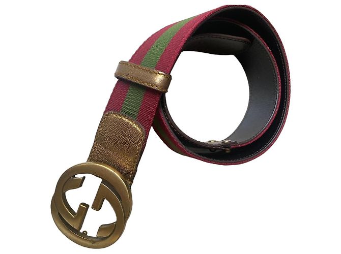 Cinturón Gucci GG Marmont Web Roja Dorado Verde