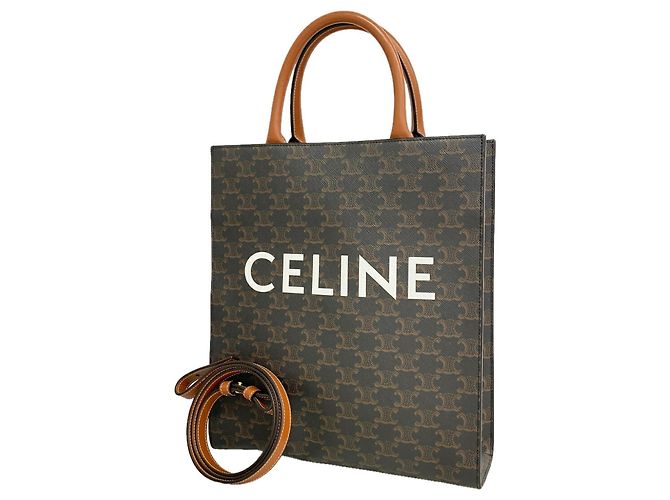 Céline Celine Triomphe Vertical Cabas Tote Bag Brown