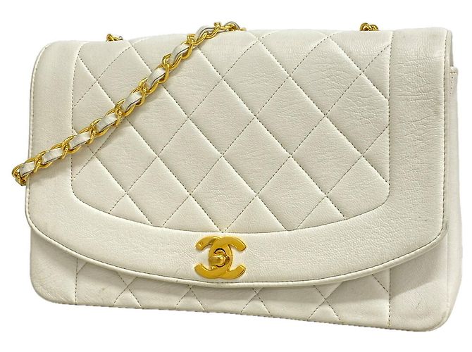 Bolsa de Ombro Chanel Diana Chain Branco