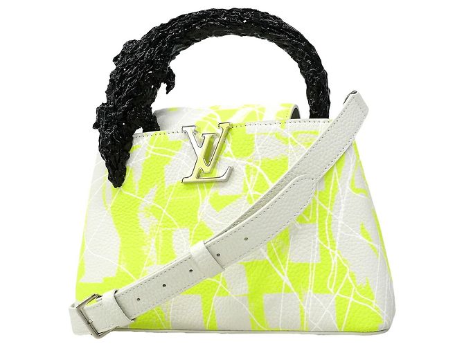 Borsa Louis Vuitton Capucines BB Clock Bianco Giallo