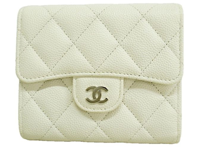 Chanel Matelassé Tri-fold Wallet White