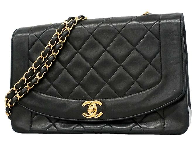 Bolsa de Ombro Chanel Diana com Corrente Preto