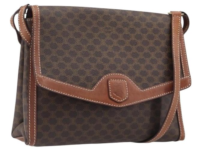 Céline Celine Vintage Macadam Canvas and Leather Marron