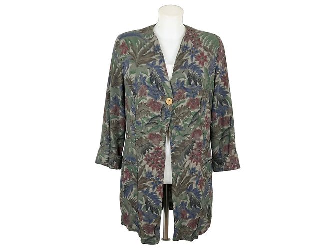 Giorgio Armani Jacke mit Blumenprint Rot Blau Grün Dunkelbraun
