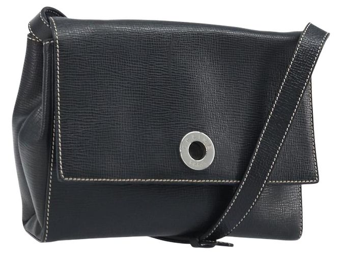 Céline Celine Vintage Circle Logo Leather Small Noir