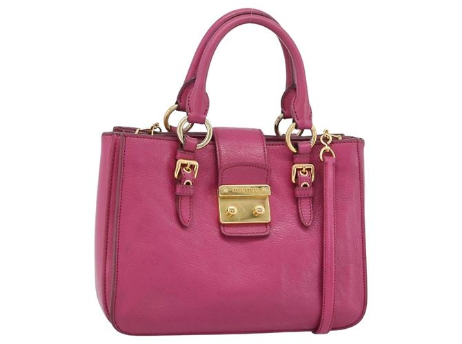 Miu Miu Madras Convertible Lock Leather Medium Rosa