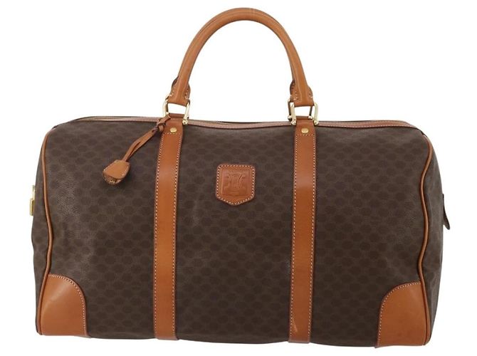 Céline Celine Boston Triomphe Coated Canvas Large Marrom