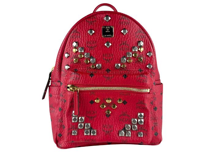 MCM Leder-Rucksack in Rot