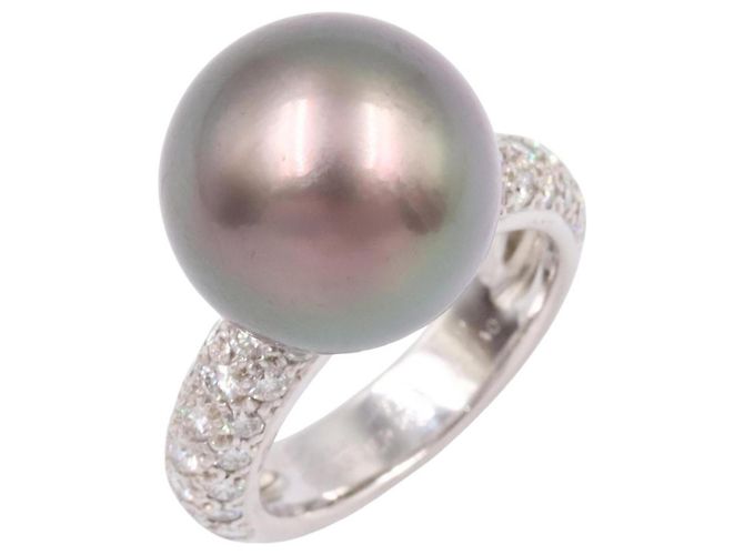 Anello Cartier So Pretty Diamanti e Perla Nera Marrone Argento