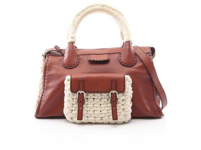 Chloé Chloe Edith 2-Way Handtasche Braun Weiß