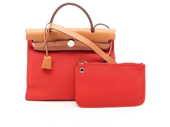 Hermès Borsa Hermes Herbag Zip 2-Way Marrone Rosso