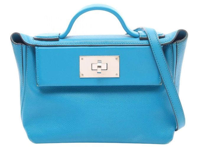 Hermès Hermes Sac 24 Mini 21 Blue Frida 2-Way Handtasche Blau