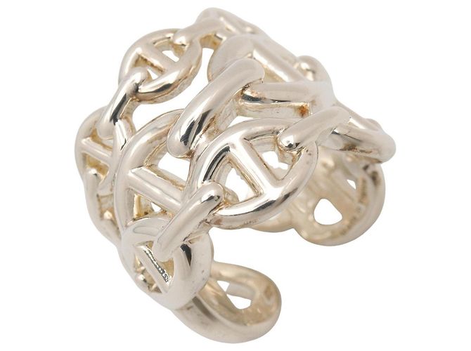 Ring Hermès Anillo banda Hermes Enchainée GM Plata