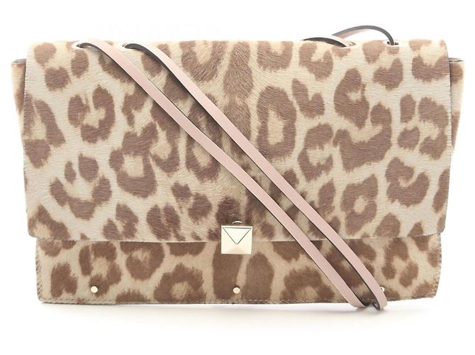 Bolsa de ombro Valentino com estampa de leopardo Marrom Rosa Bege