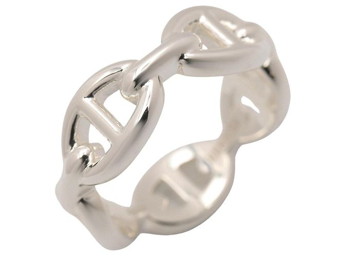 Ring Hermès Anel Faixa Hermes Enchainée PM em Prata 925