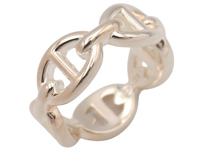 Ring Hermès Anel Faixa Hermes Enchainée PM em Prata 925