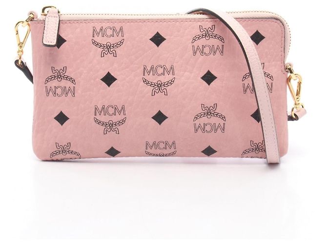 Borsetta a spalla MCM Visetos in pelle rosa