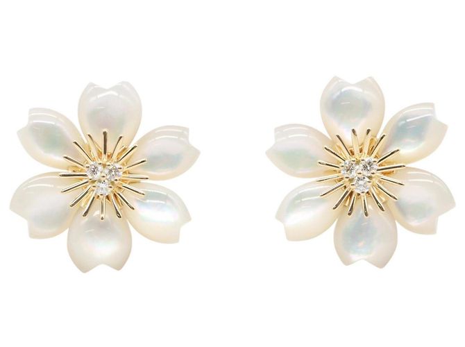 Pendientes mini Rose de Noël Van Cleef & Arpels de diamantes Plata Blanco