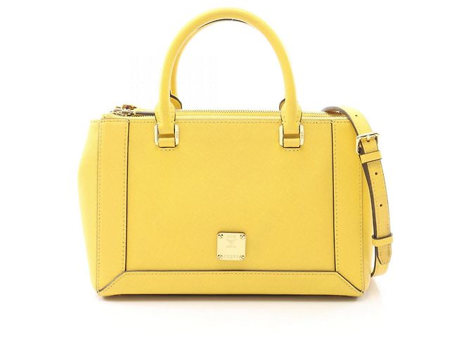 Borsa 2-Way MCM in pelle gialla Giallo
