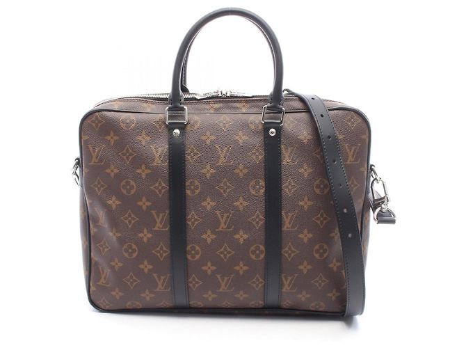 Louis Vuitton PDV PM Monogram Macassar 2-Way Briefcase Handbag Brown Black