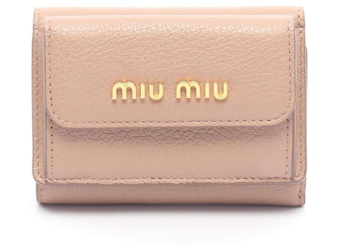 Miu Miu Madras Tri-fold Geldbörse in Pink