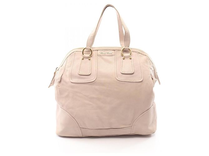 Bolsa Boston Miu Miu em couro marfim Cru