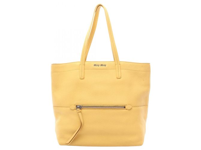 Borsa Tote Miu Miu in pelle gialla Giallo